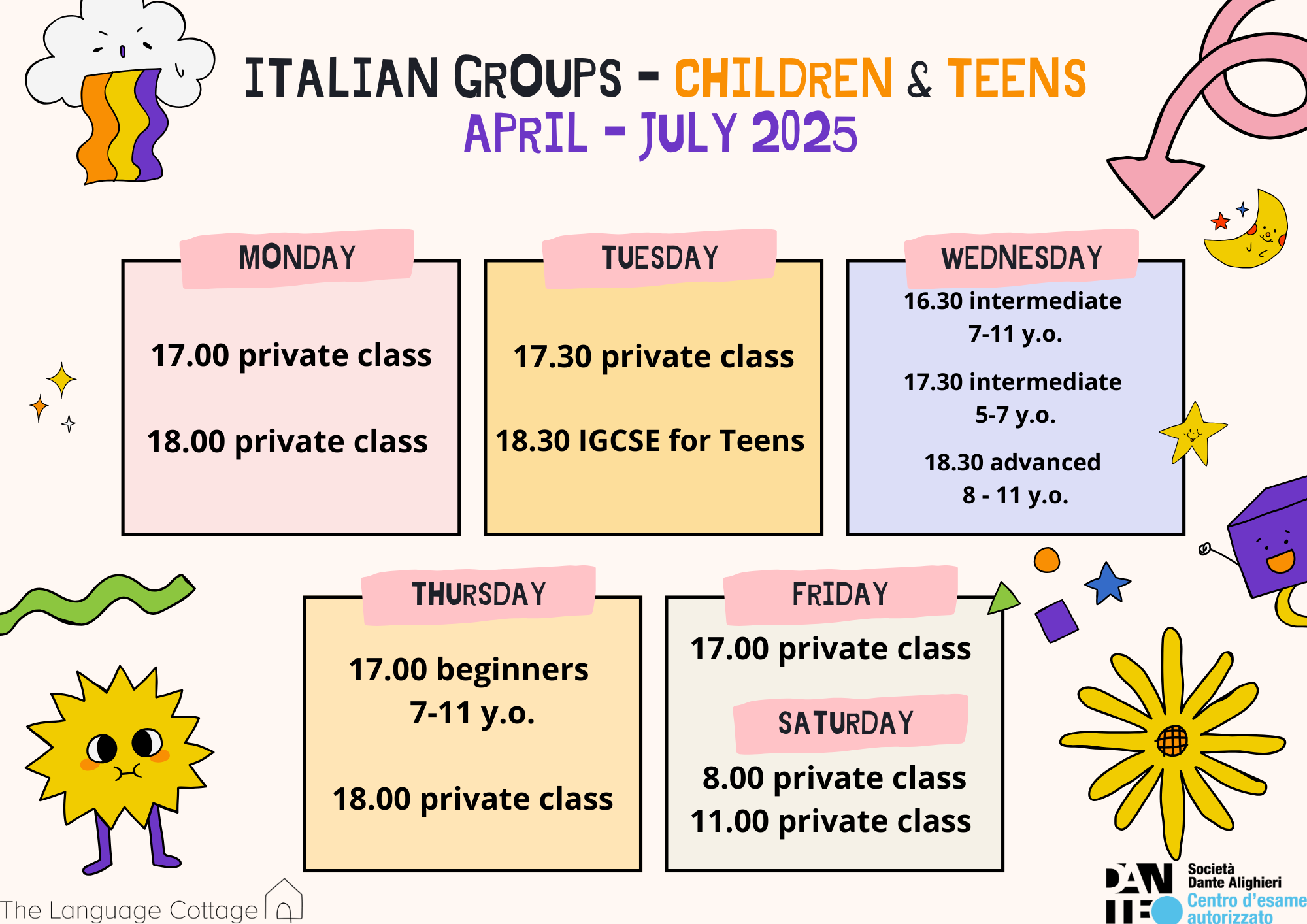class schedule children